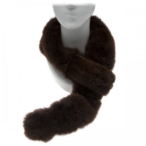 Alpaca Fur Scarf - Dark Brown image #1