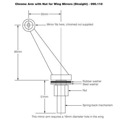                                             Wing Mirror Arm with Nut - Straight
                                           