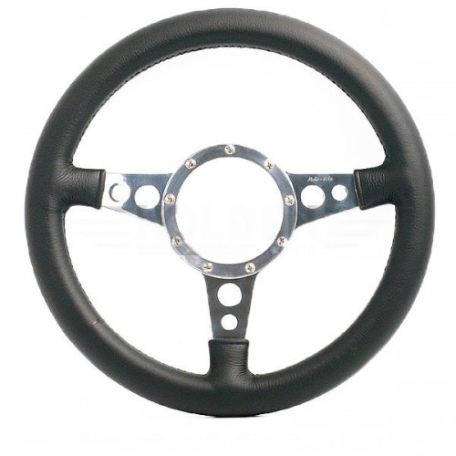 Moto-Lita Steering Wheel 13" Leather Rim with Holed Polished Spokes image #1