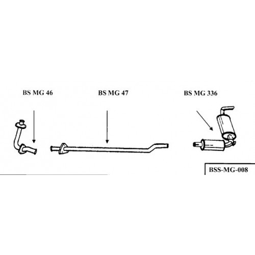 BELL STAINLESS STEEL  EXHAUST CAT REPLACMENT PIPE FOR MGB (US SPEC)