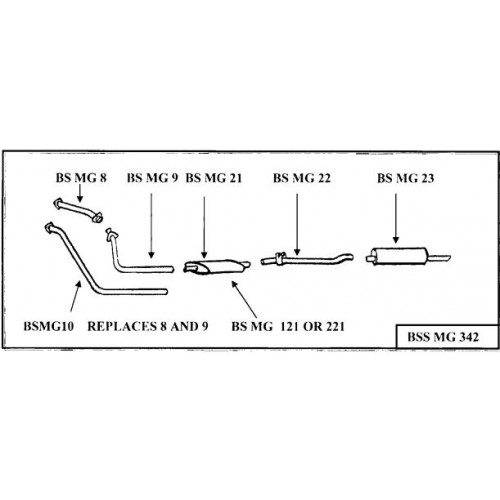 "BELL MGB U.S. SPEC. CAT. BACK  STAINLESS STEEL  EXHAUST SYSTEM - CHROME BUMPER
 
"