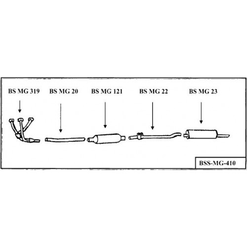 "BELL MGB CHROME MANIFOLD BOMB 
STAINLESS STEEL  EXHAUST SYSTEM

"