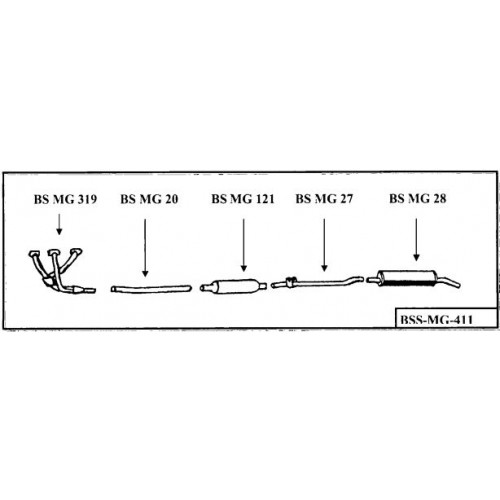 "BELL MGB RUBBER MANIFOLD BOMB 
STAINLESS STEEL  EXHAUST SYSTEM
 
"