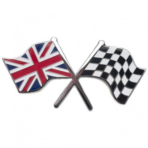 Union Jack & Chequered Crossed Flags Adhesive Badge image #1