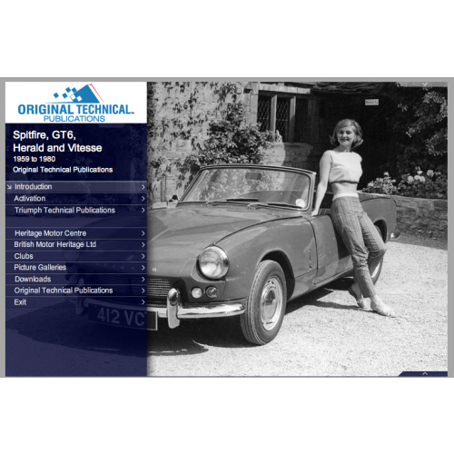 Original Technical Publications USB - Triumph Spitfire GT6 Herald &Vitesse 1959 to 1980 image #1