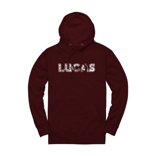 Lucas Distressed Pullover Hoodie - Burgundy image #4