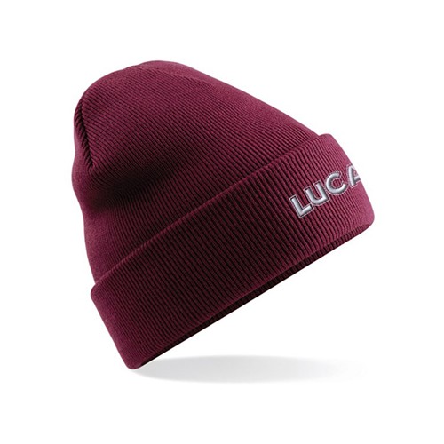 Lucas Text Cuffed Beanie - Burgundy image #1