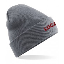 Lucas Text Cuffed Beanie - Graphite